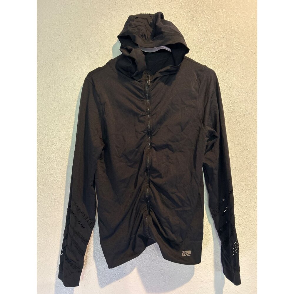 Marika Black Cut Out Asymmetrical Zip Hoddie Stretch